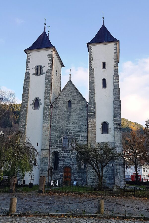 Mariakirken St Mary's Church frontal view in Bergen