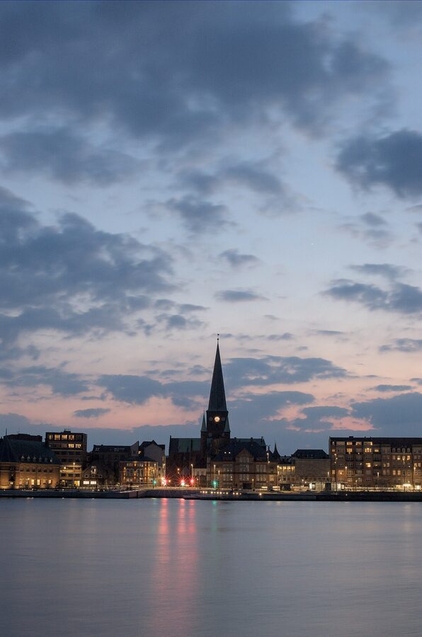 Aarhus Domkirke at sunset, the longest church in Denmark