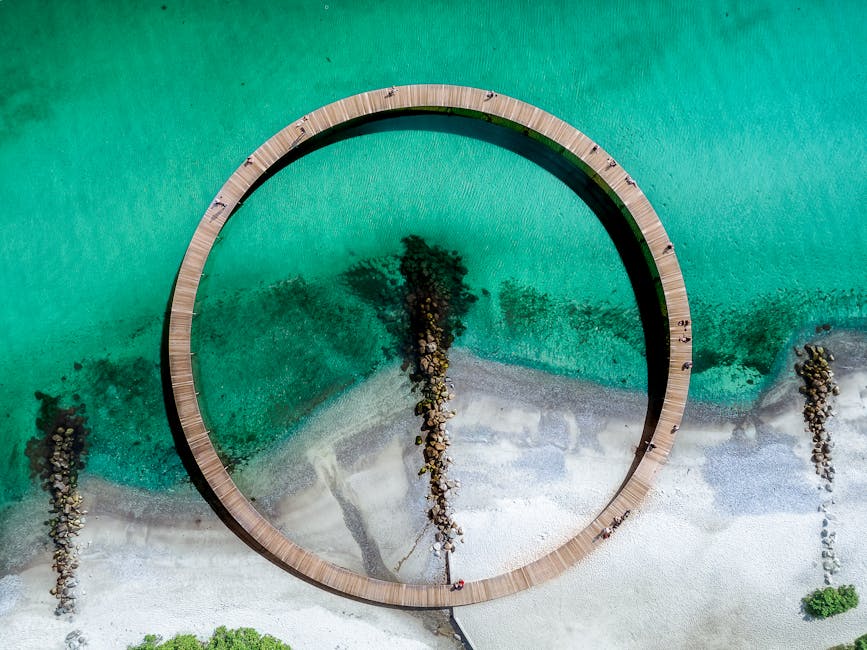 Aerial view of Den Uendelige Bro on Aarhus Bay