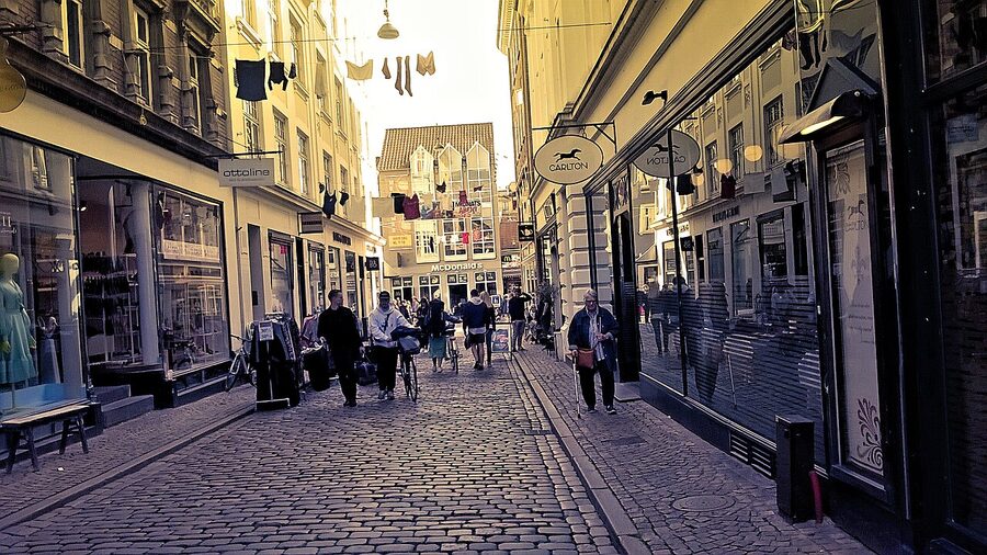 A cobbled lane in the Latinerkvarteret, Aarhus