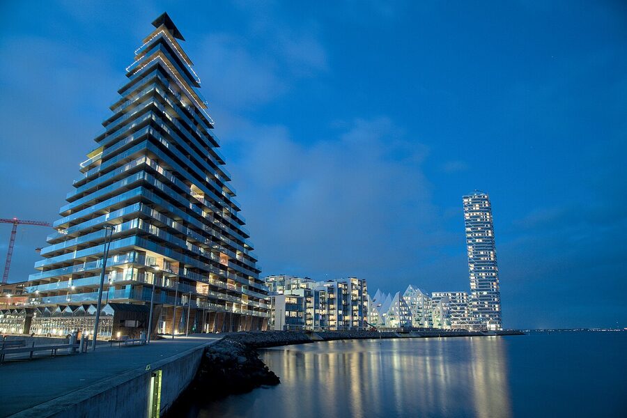 The 142-metre Lighthouse, the tallest building in Denmark, on Aarhus O