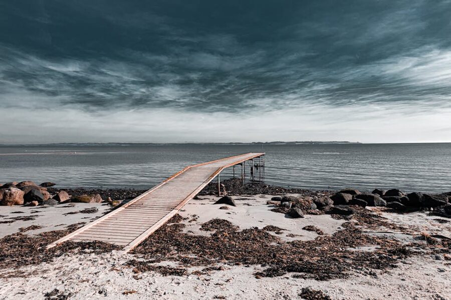 Wooden pier on Aarhus Bay near Ballehage Strand