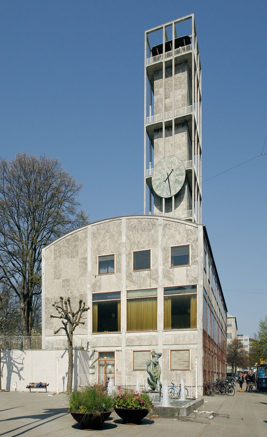South facade of Aarhus City Hall, clad in Norwegian marble