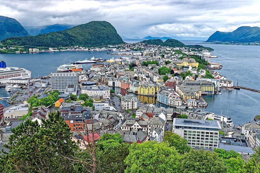 Detail of Ålesund Art Nouveau facade