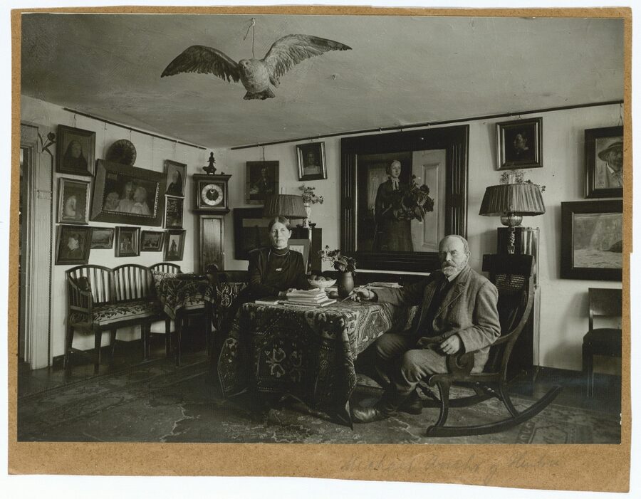 Anna and Michael Ancher photographed at home in Skagen