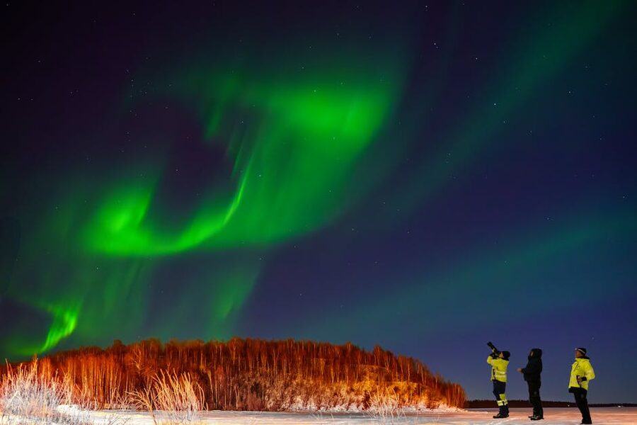 Aurora borealis lighting up Kemi at night