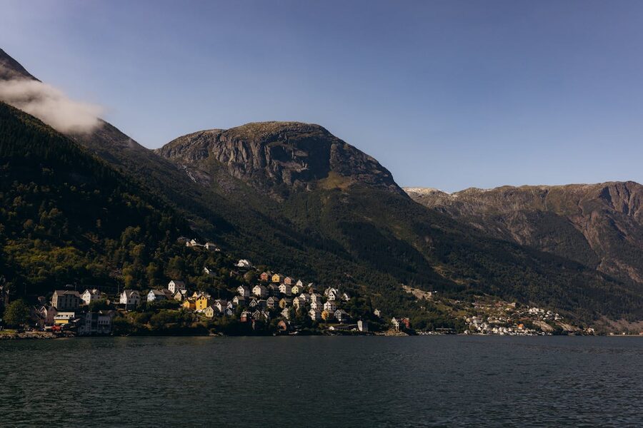 The fjord water and mountains around Bergen