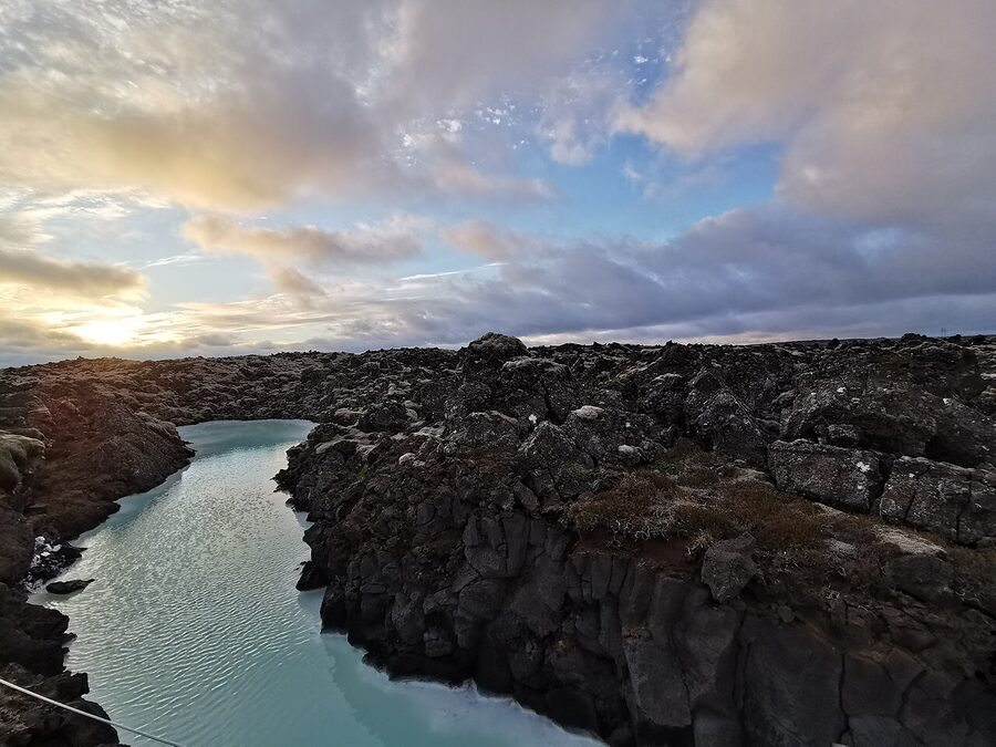Blue Lagoon edge with Mount Þorbjörn in the distance
