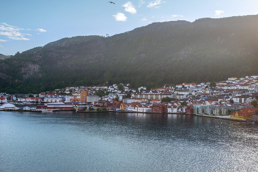 Bergen fjord and surrounding mountains