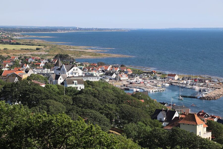A picturesque Baltic harbour with timbered houses, comparable to Svaneke or Gudhjem