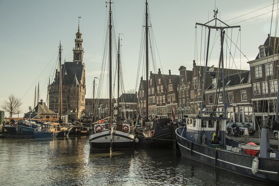 Traditional Danish fishing village rooftops