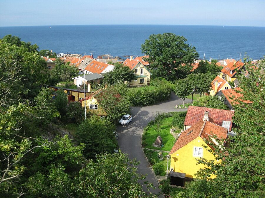 Gudhjem fishing village rooftops, Bornholm