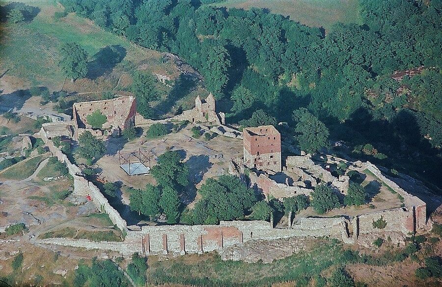 Hammershus ruins above the Baltic cliffs