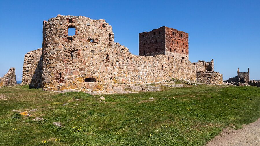 Hammershus ruins above the Baltic cliffs
