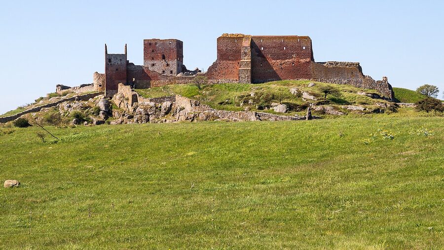 Hammershus medieval fortress ruins on the Bornholm coast