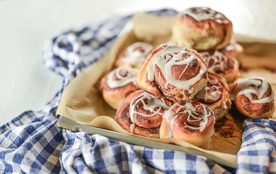 Plate of fresh Swedish cinnamon buns