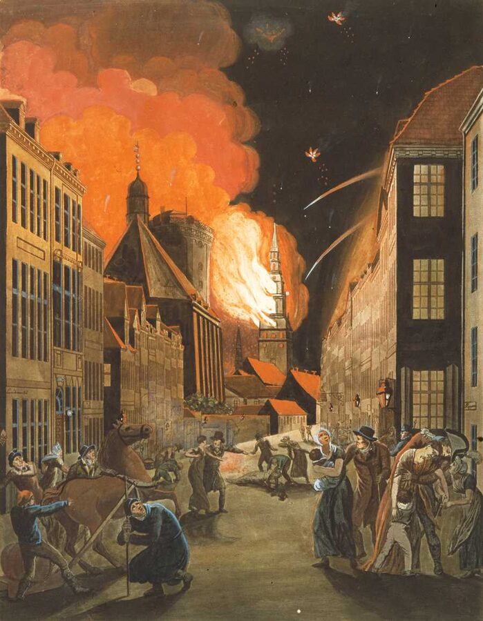 C.W. Eckersberg's 1807 painting of Copenhagen on fire during the British bombardment