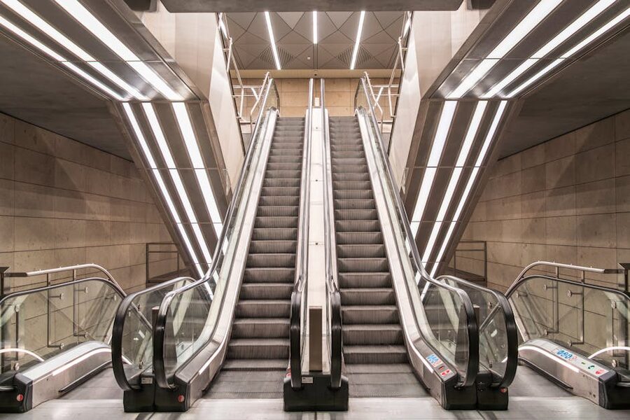 Sleek modern Copenhagen Metro station interior