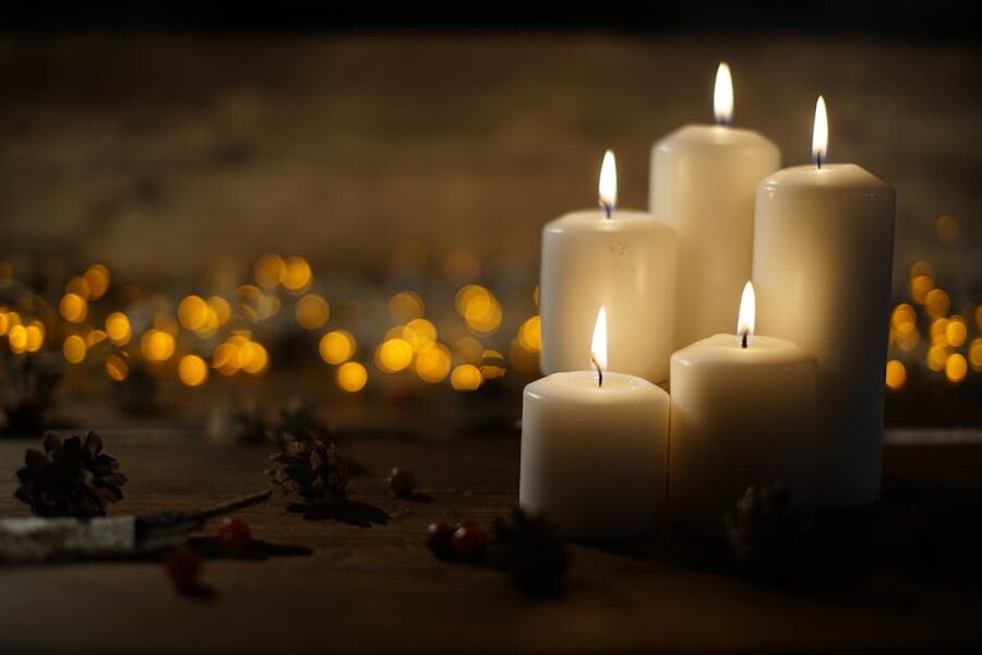 Burning candles creating a warm cosy atmosphere