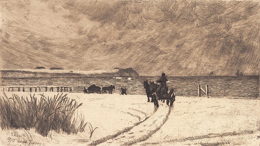 Carl Locher Winter Day at Hornbæk 1885 painting