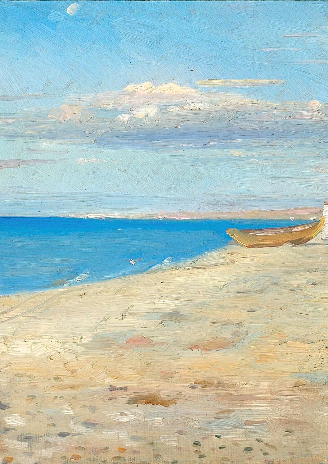 Michael Ancher's painting Vinterlys, winter light beach scene from Skagen