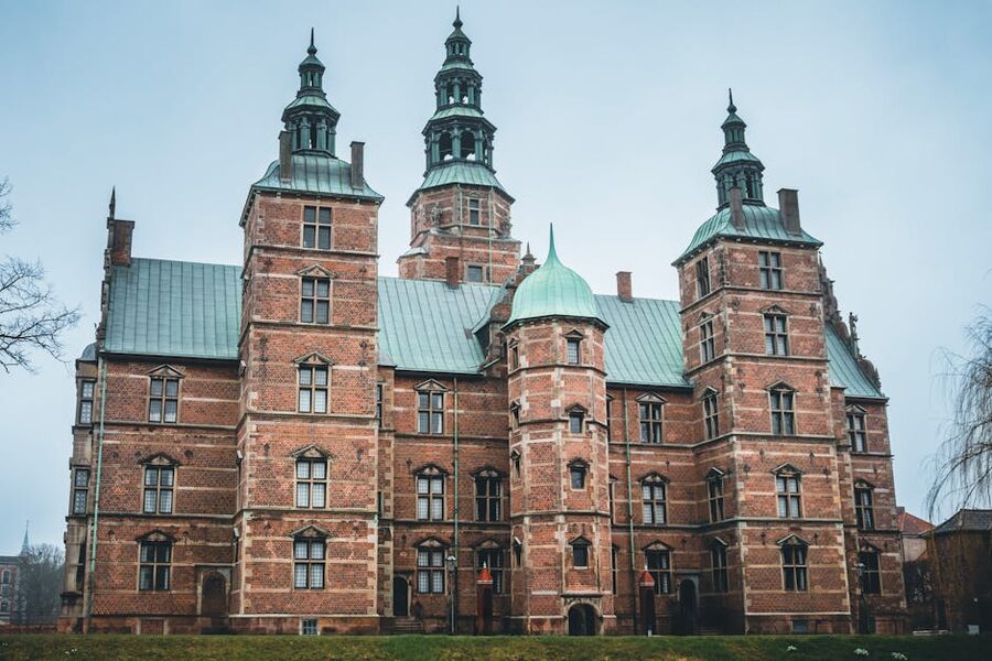 Rosenborg Castle in central Copenhagen on an overcast day