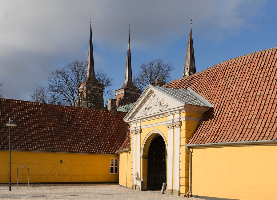 Roskilde Cathedral spires viewed from the bishop's palace
