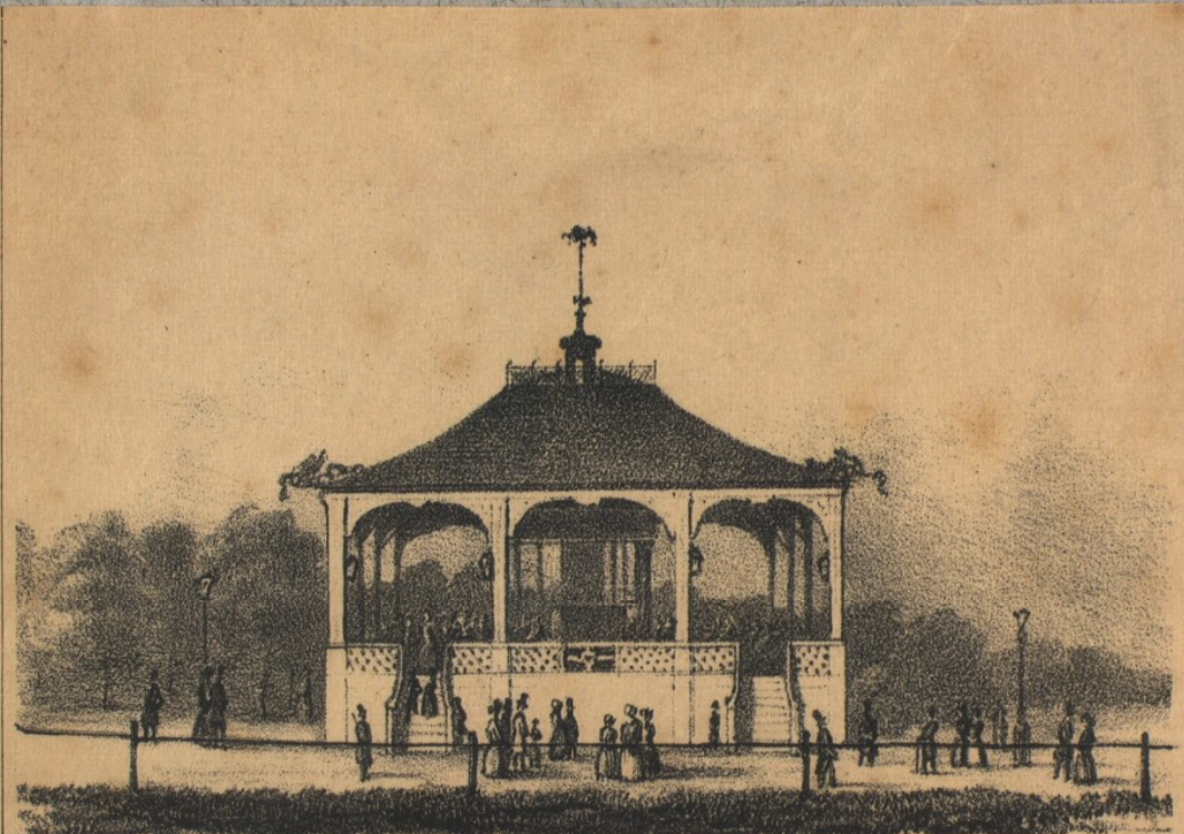 The Karousselbanen wooden roundabout in Tivoli Gardens, Copenhagen, 1843
