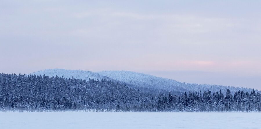Snowy mountains and forest in Finnish Lapland
