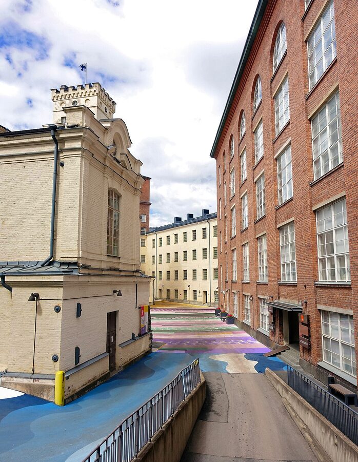 The red-brick Finlayson cotton mill complex in Tampere, now a cultural and dining district