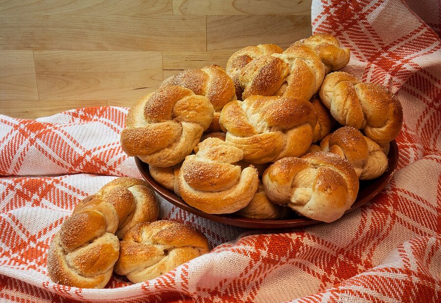 A pile of cardamom buns, the Finnish pulla