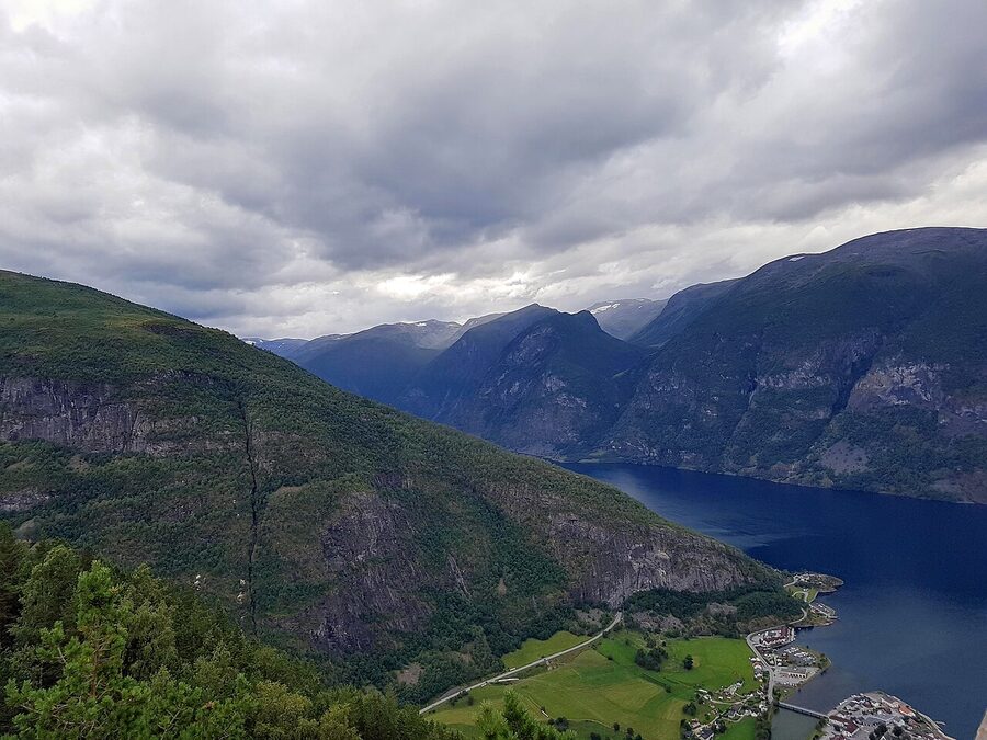 The Aurlandsfjord seen from Stegastein viewpoint