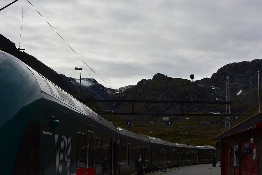 Myrdal station building exterior in summer