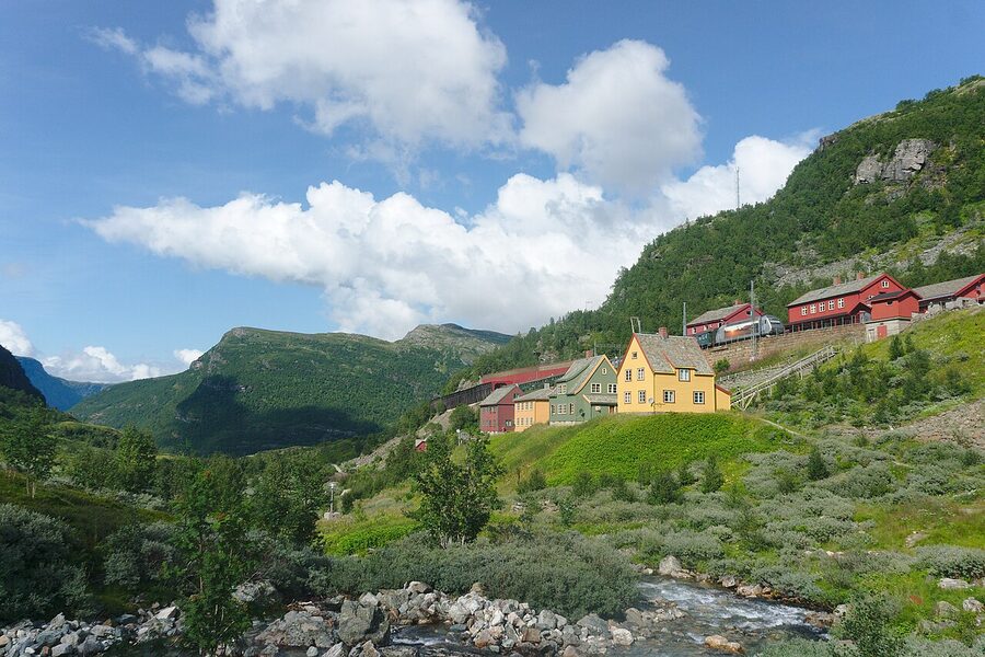 Myrdal station in winter snow