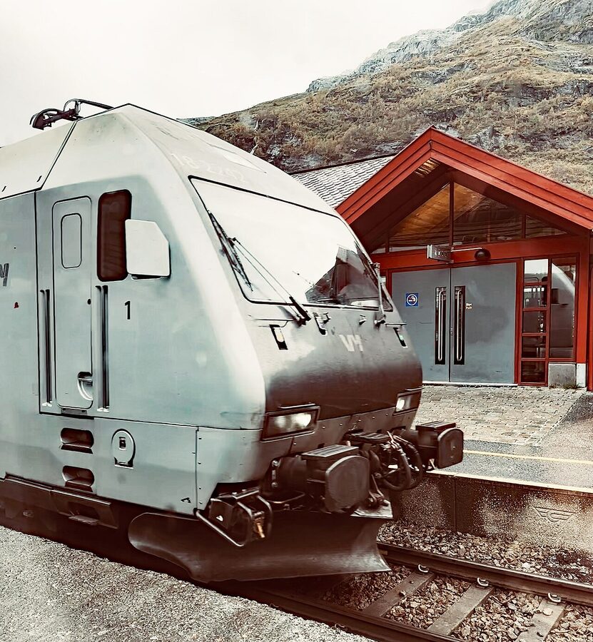 Train at Myrdal station, the Bergen Line junction with the Flåm Railway
