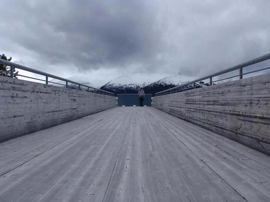 Stegastein viewpoint platform jutting over the Aurlandsfjord