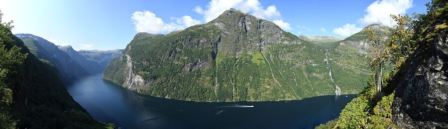 Wide panorama of Geirangerfjord