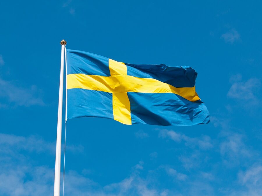 Swedish flag flying