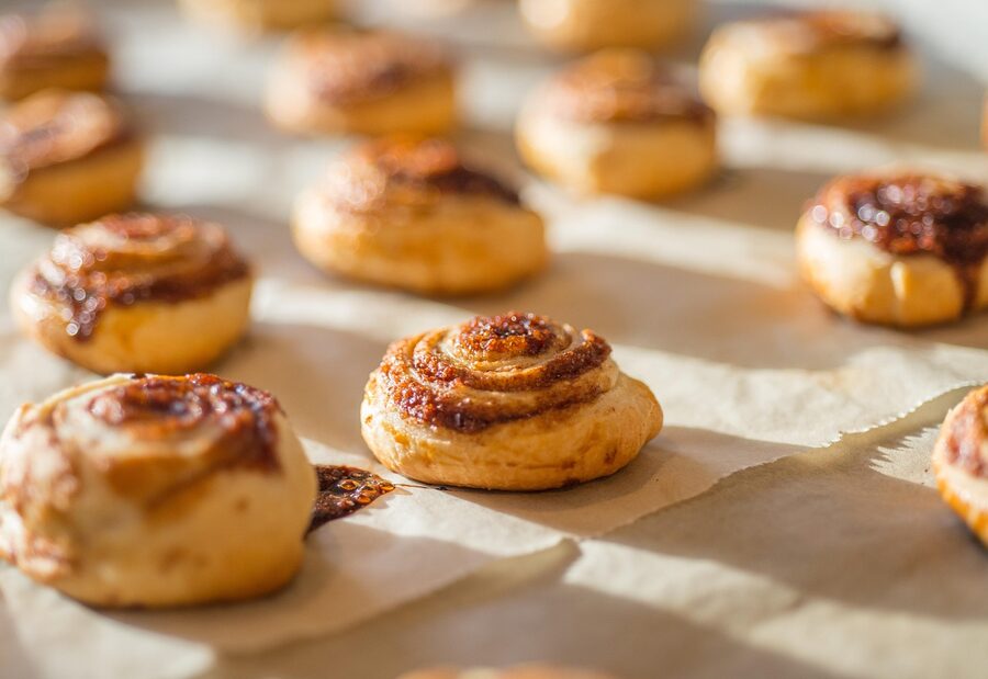 Swedish cinnamon bun close up