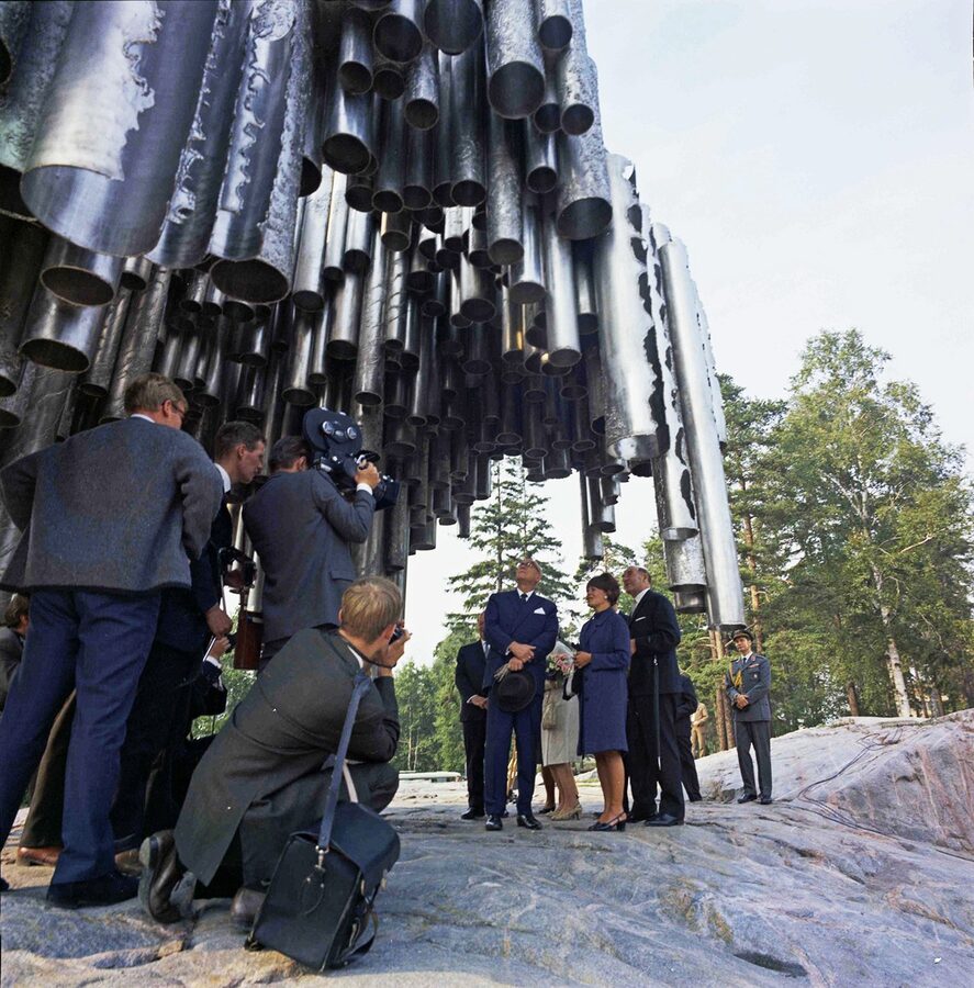 The unveiling of the Sibelius Monument in Helsinki in 1967