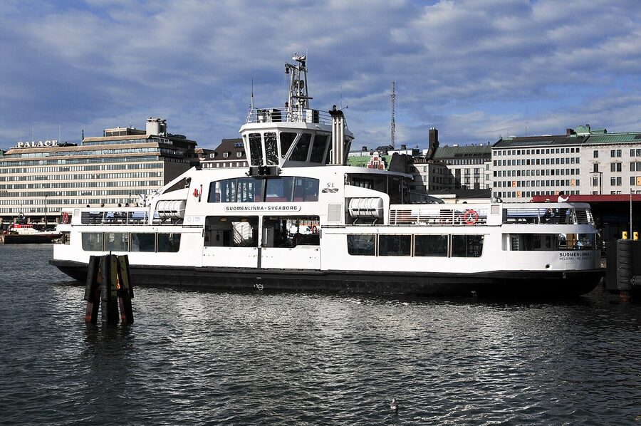 HSL Suomenlinna ferry boarding at Kauppatori South Harbour Helsinki