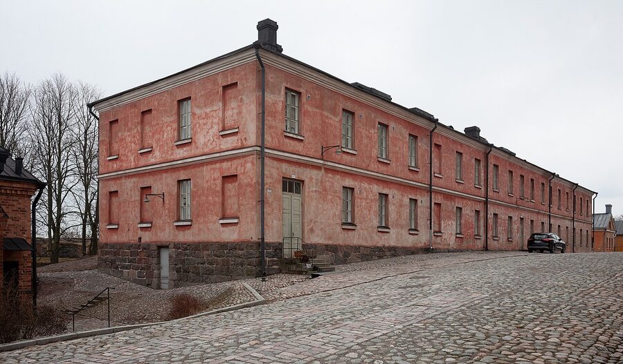 Stone barracks and walls at Suomenlinna sea fortress Helsinki