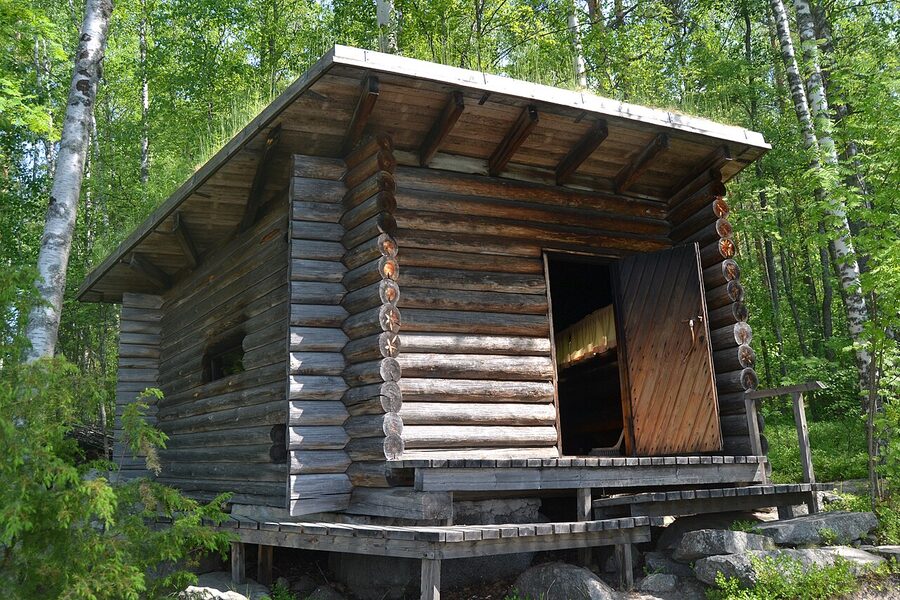 Smoke sauna interior at Aalto's Muuratsalo experimental house