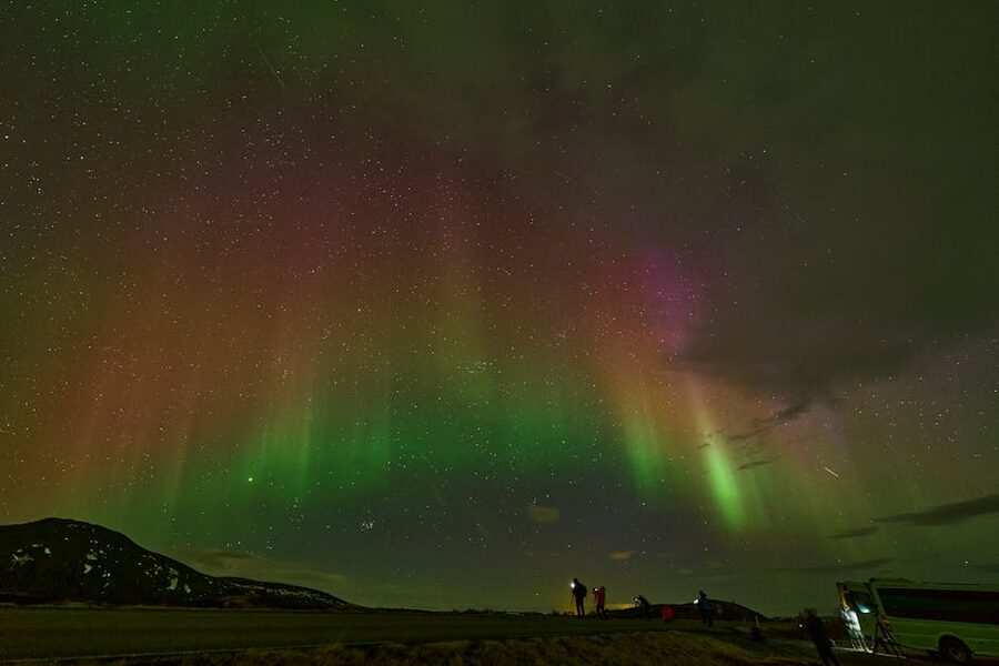 Aurora over the Þingeyjarsveit countryside in north Iceland