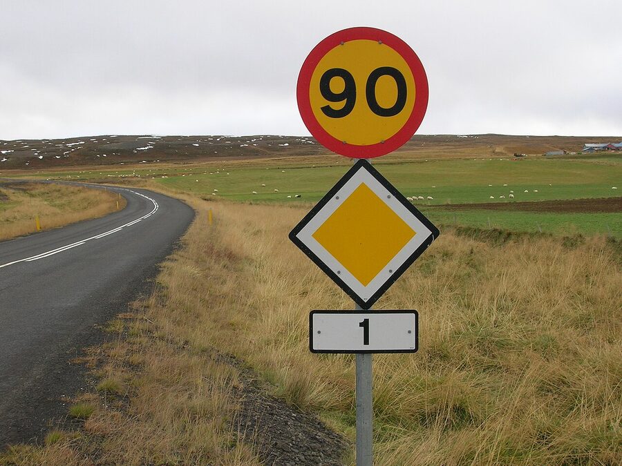 A Highway 1 sign on the Iceland Ring Road