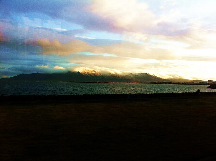 View from a Reykjavík hostel window, looking out over the city's coloured roofs