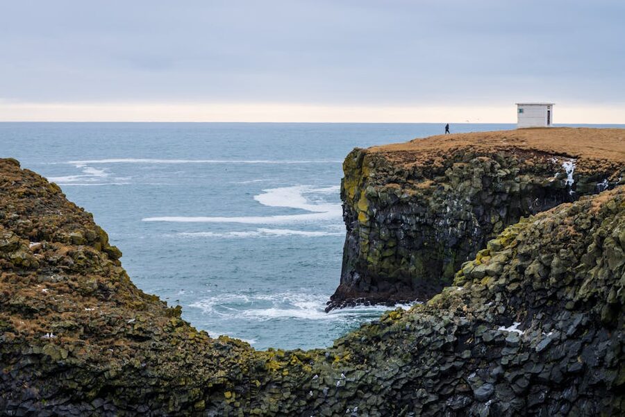 A coastal cliff overlooking the Atlantic on the Iceland west coast