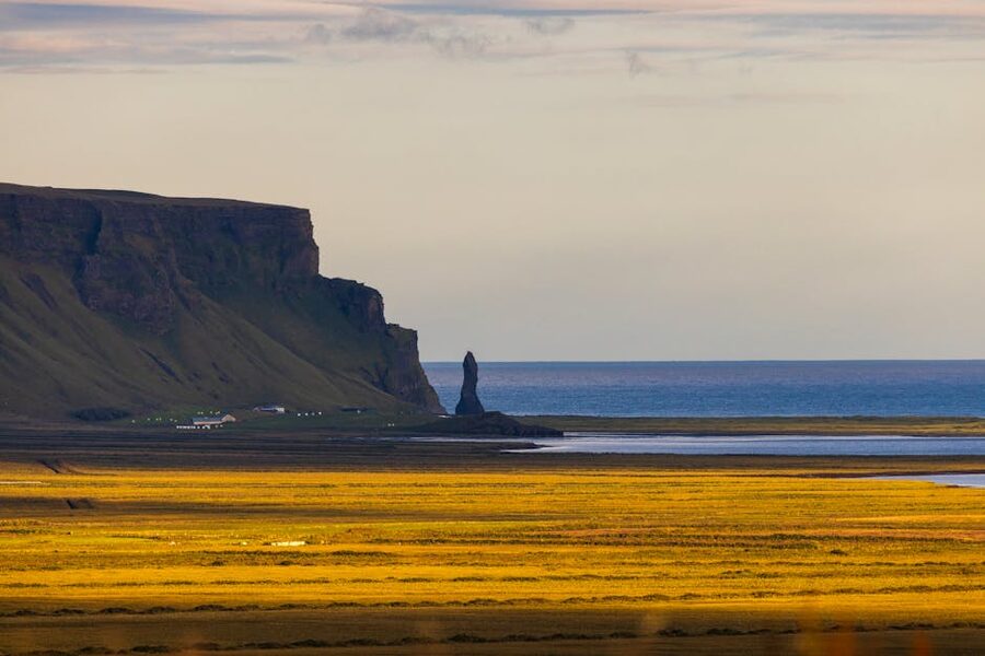 Iceland midnight sun summer landscape
