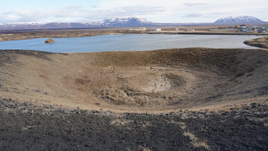 Lake Mývatn area with pseudo-craters