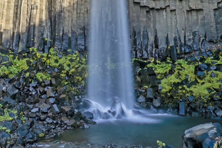 Svartifoss falling over hexagonal basalt columns
